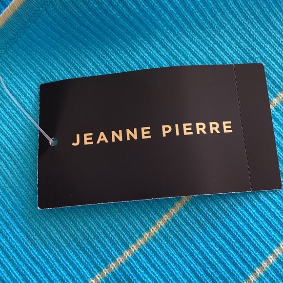 Jeanne Pierre NWT XL Turquoise Yellow Striped Square Neck Sleeveless Sweater - Picture 7 of 9